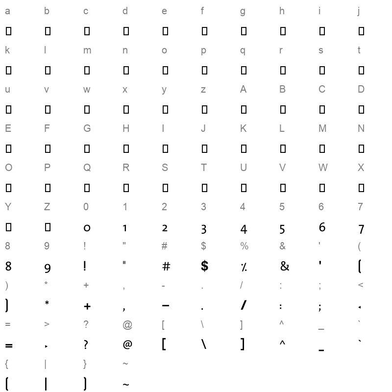 alghadtvregular_0 Character Map