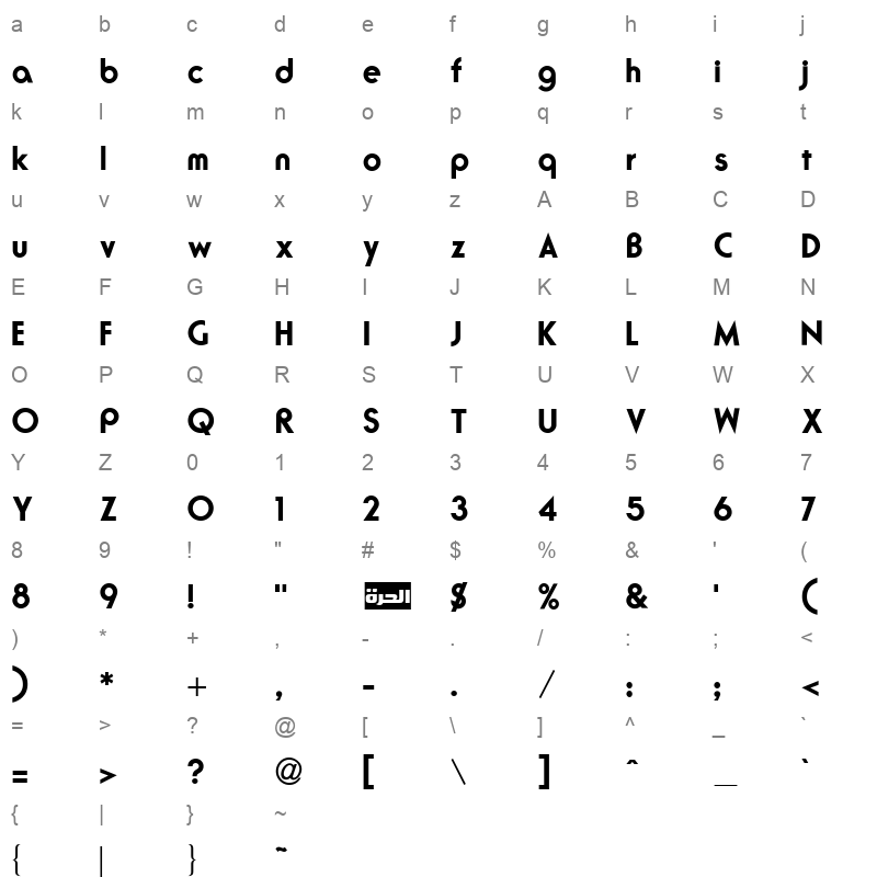 Alhurra Regular Character Map