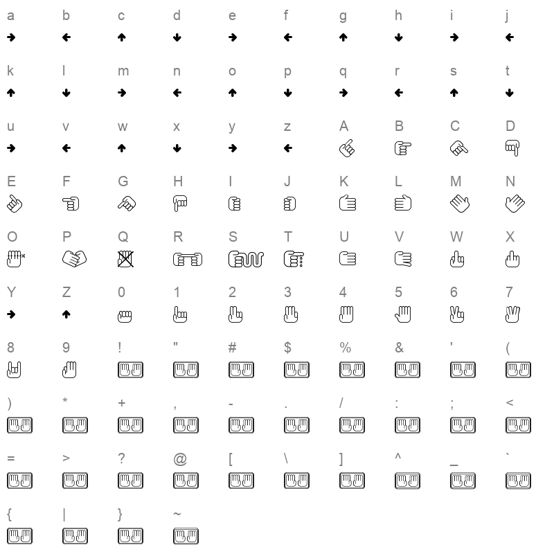 All My Hands Regular Character Map