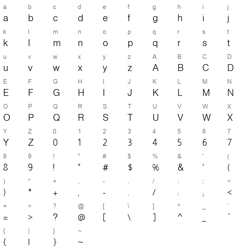Almarai-Light Character Map