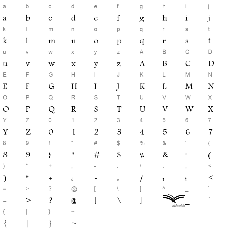Almudid Regular Character Map