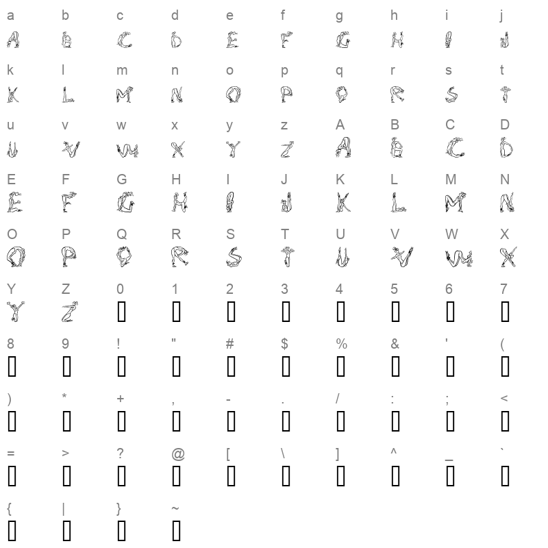 AlphaFitness Character Map