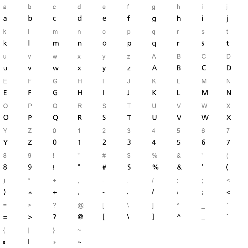 AlRaiMedia-Bold Bold Character Map