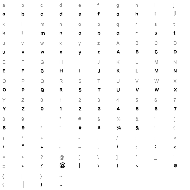 AlreoyaNetLight Light Character Map