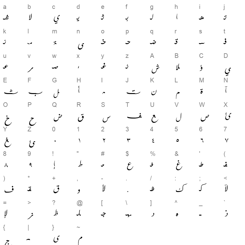 ALW Cool Farisy. Normal Character Map