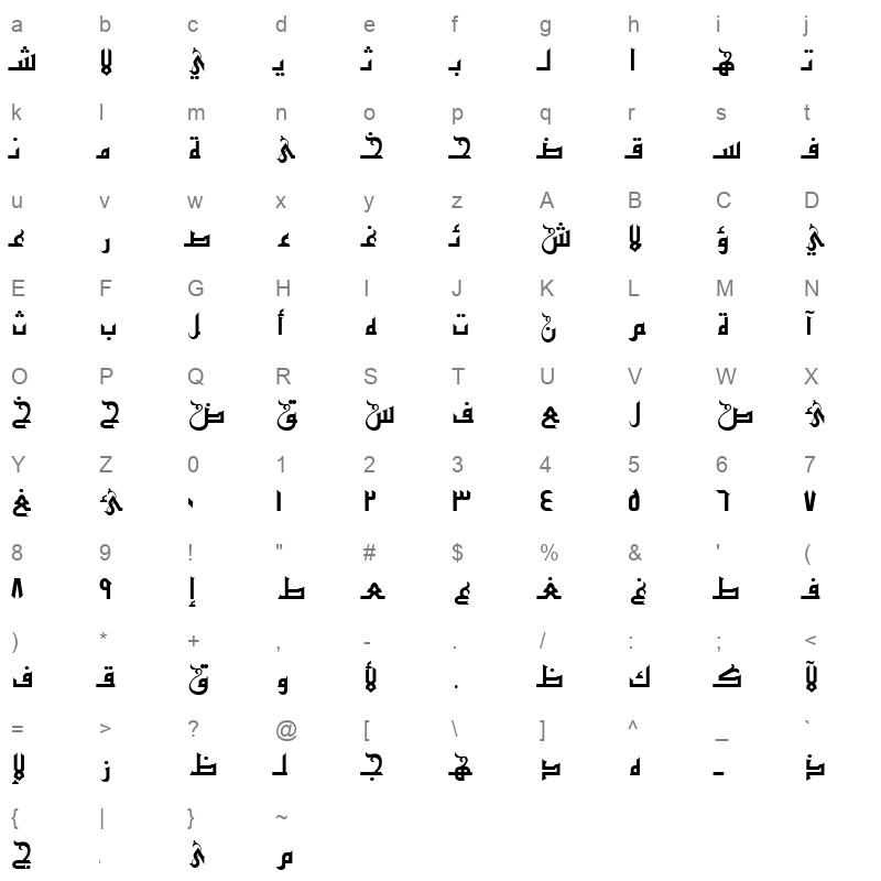 ALW Cool Hijon. Normal Character Map
