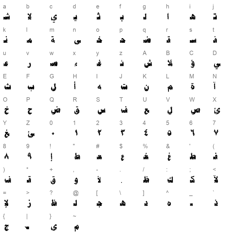 ALW Cool Jeddah Slit. Normal Character Map