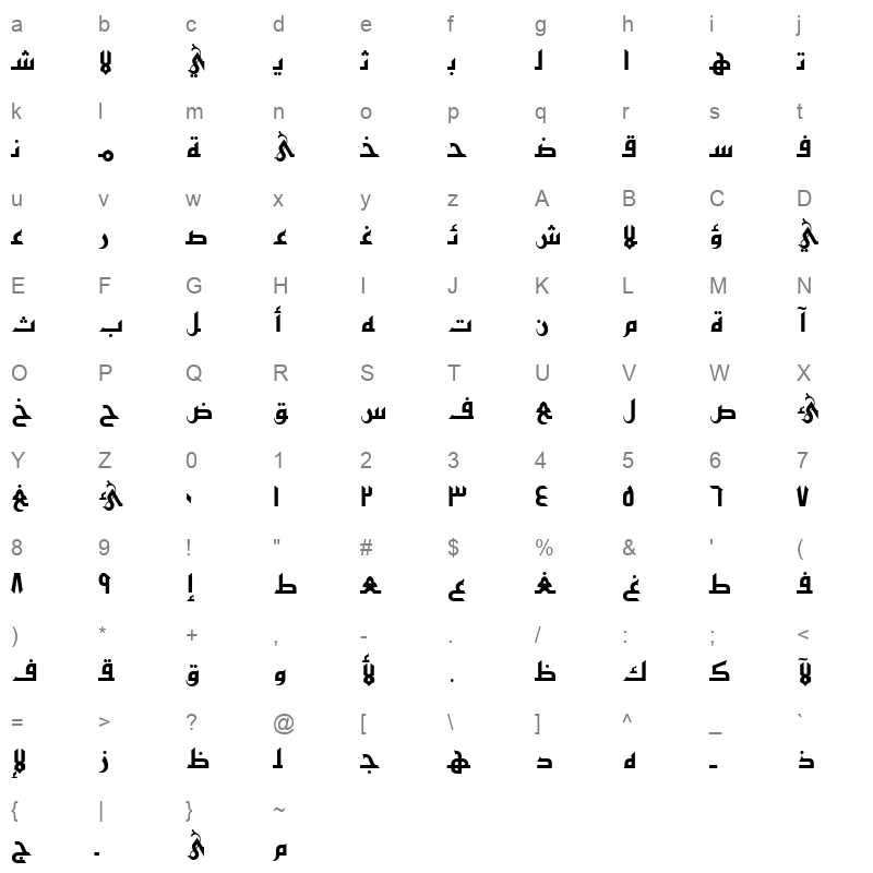 ALW Cool Shafa. Normal Character Map