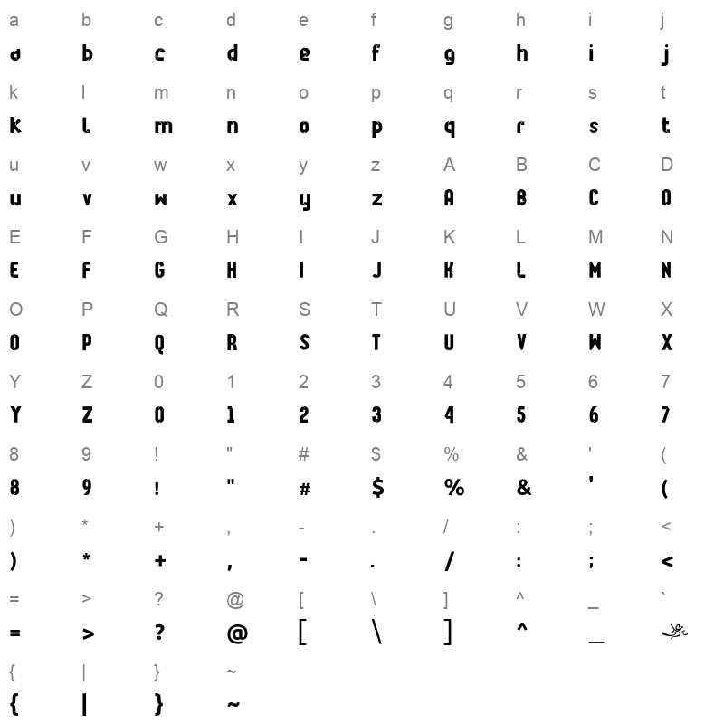 Ara Alm Bon Regular Character Map