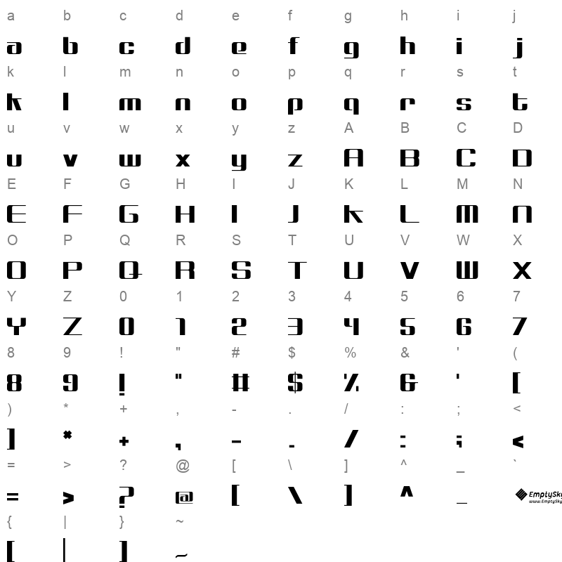 Ara ES Taqniya Regular Character Map