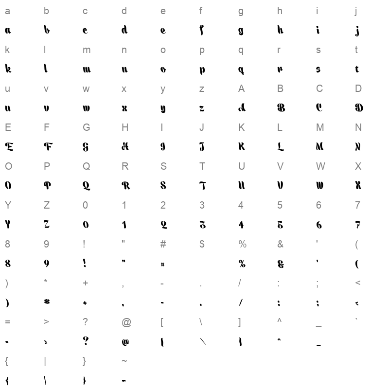 AraHalaBoShe_sha-Regular Character Map