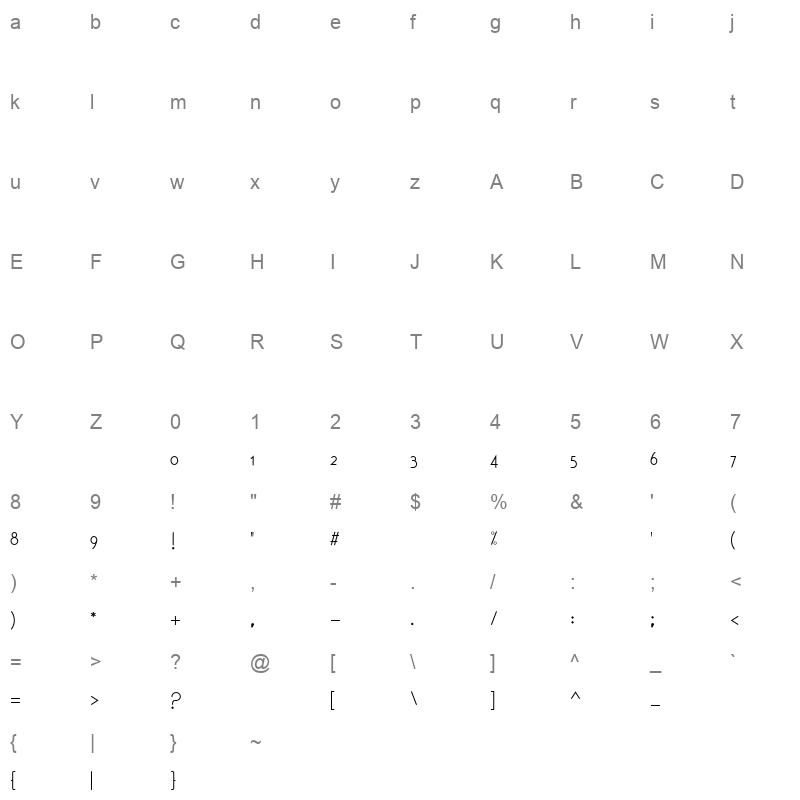 ArbFONTS-4_7 Character Map