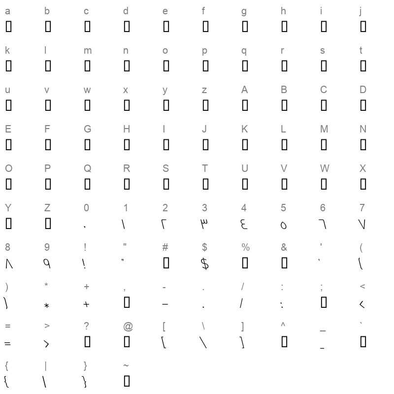 ArbFONTS-GE-Dinar-One-Light-Italic Character Map