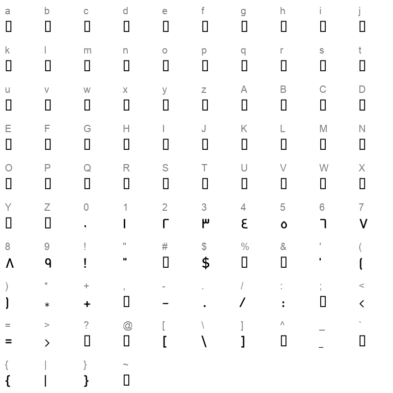 ArbFONTS-GE-Dinar-One-Medium Character Map