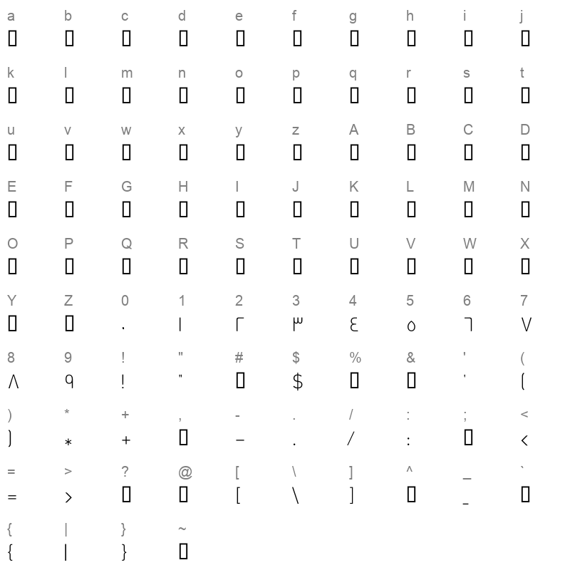 ArbFONTS-GE_Dinar_One_Light Character Map