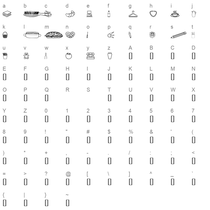 Around the house Regular Character Map