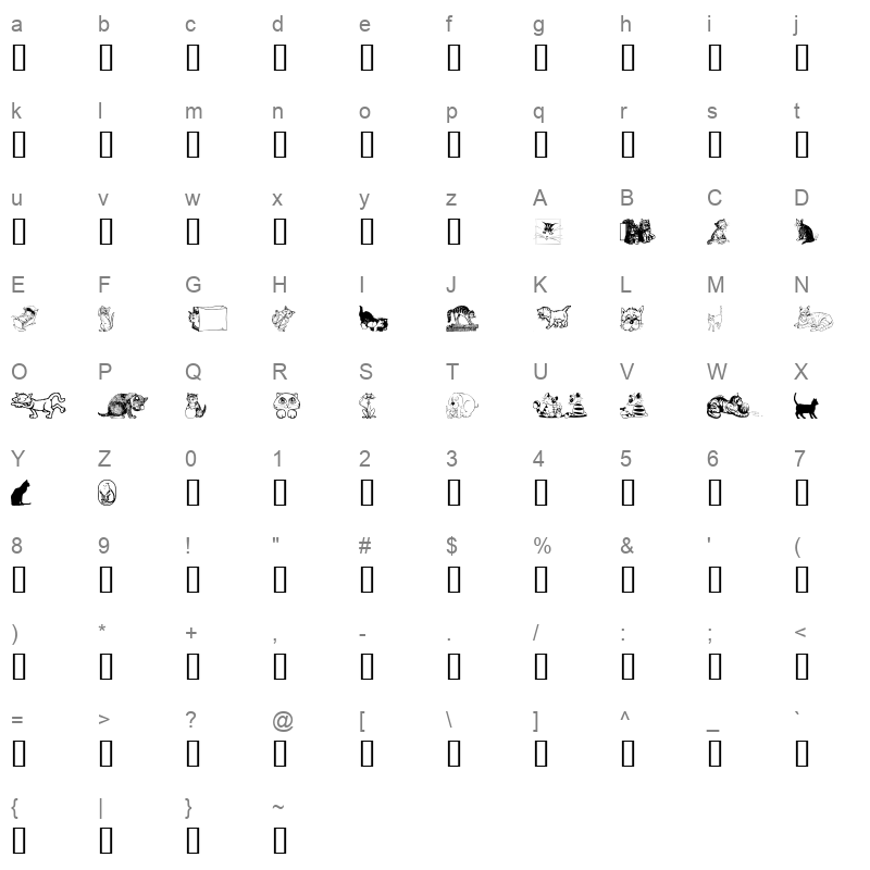CattArt Regular Character Map