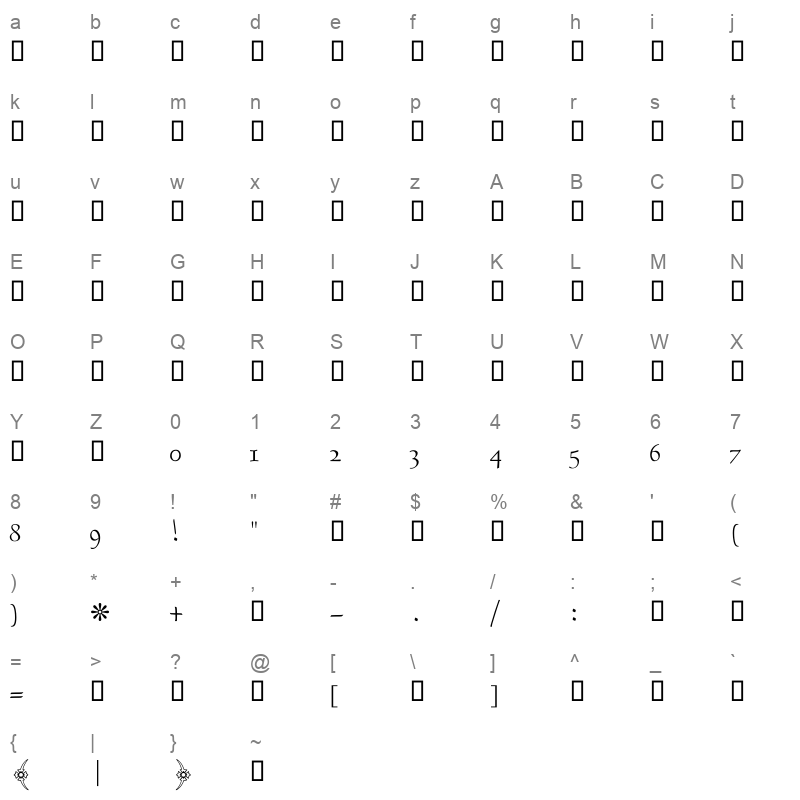 DecoType Naskh Special Regular Character Map
