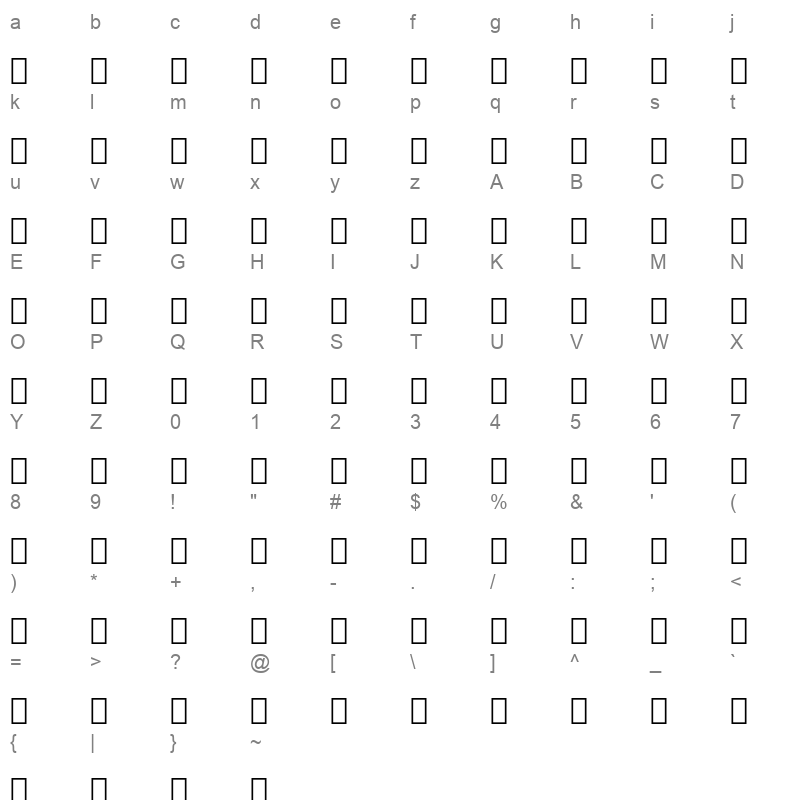 Droid Arabic Kufi Regular Character Map