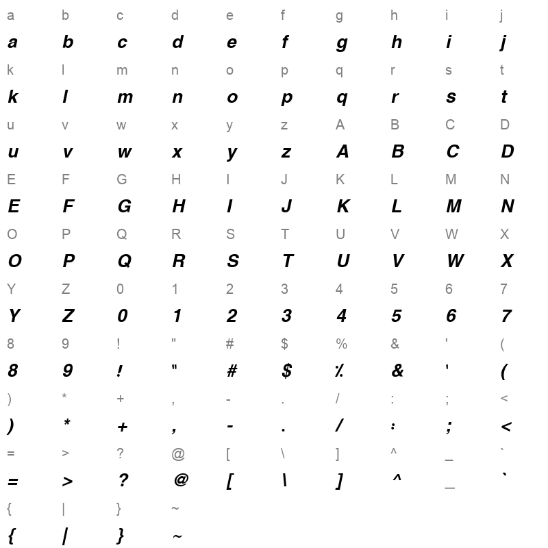 HACEN_DALAL Character Map