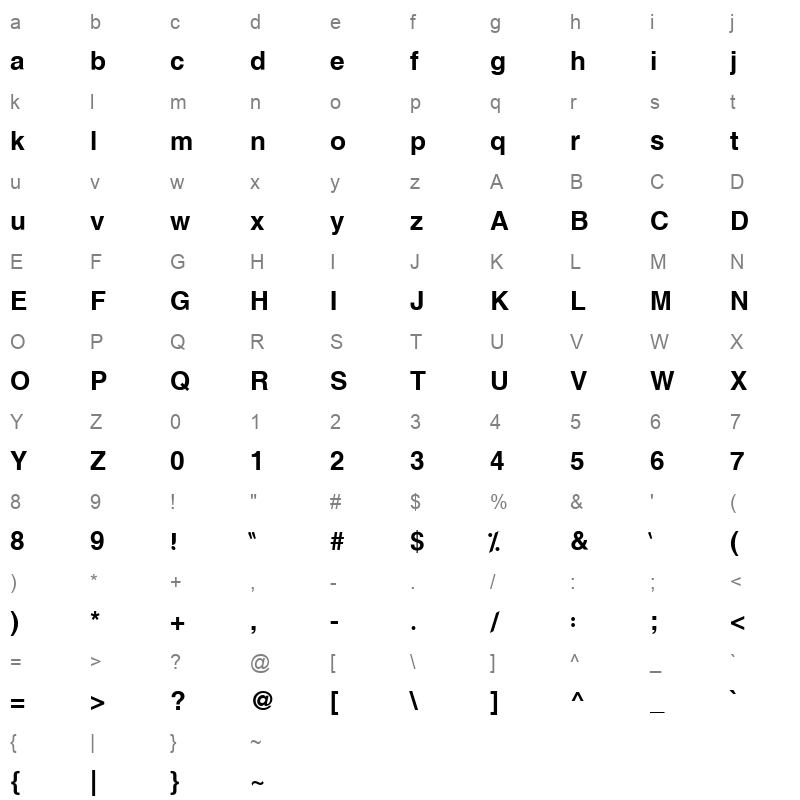 HACEN_DALAL_ST Character Map