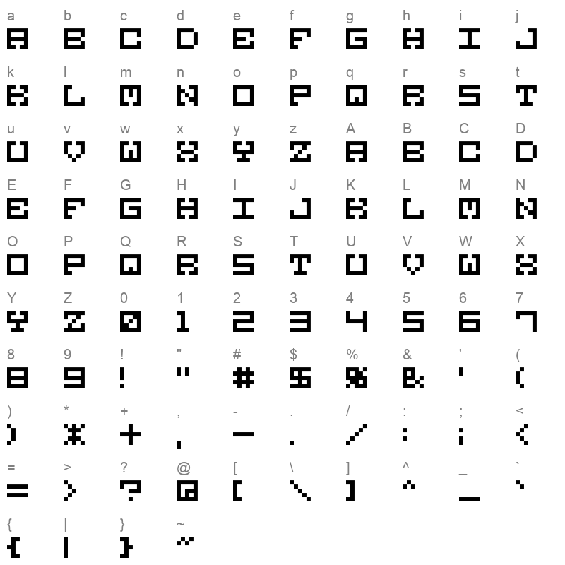 m38 Character Map