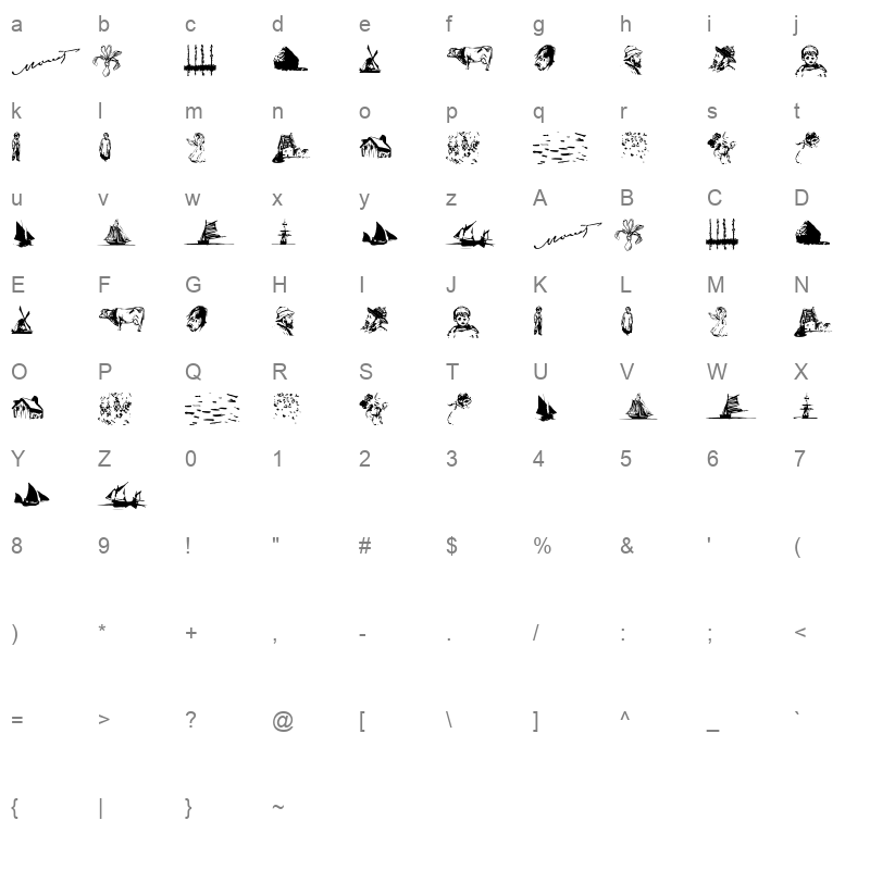 P22Monet-Sketches Character Map
