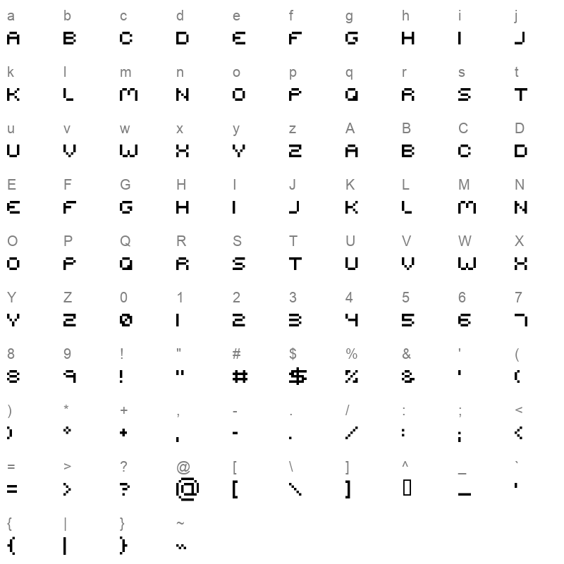 Serious-r2 Character Map