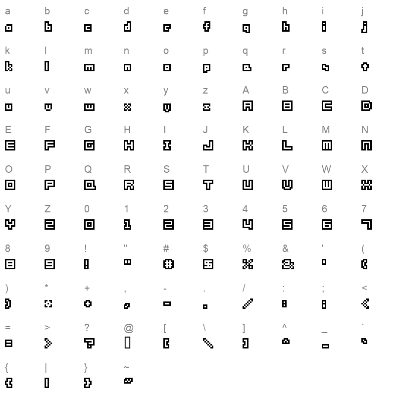 SG05 Character Map