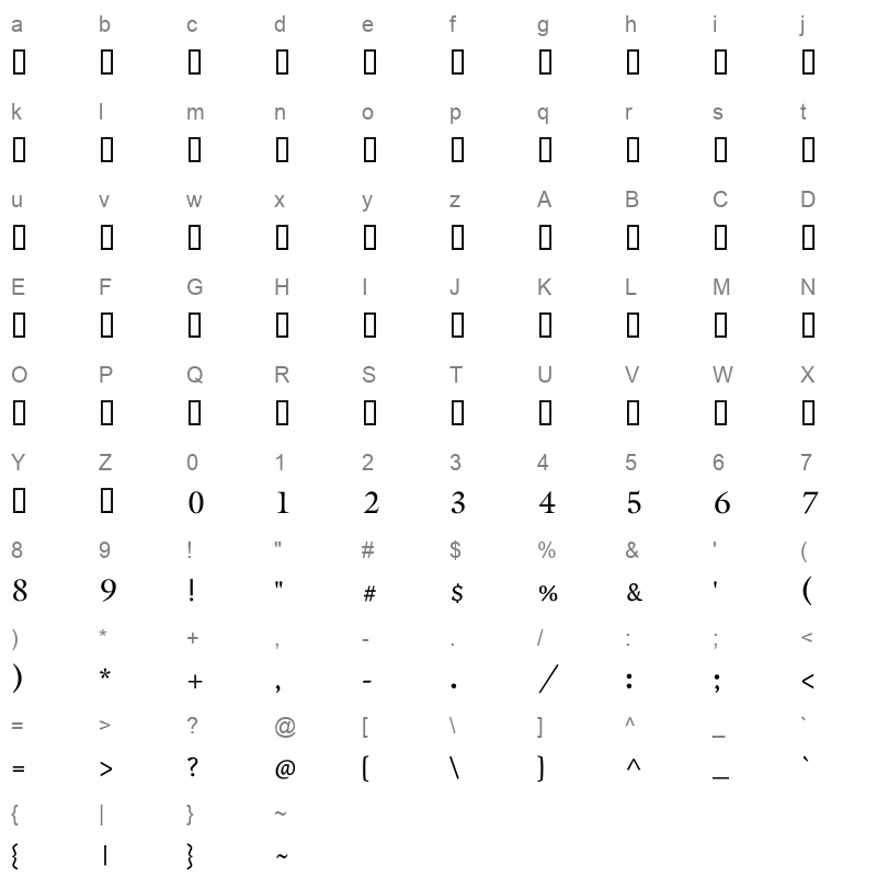 Shahd Font Bold Character Map