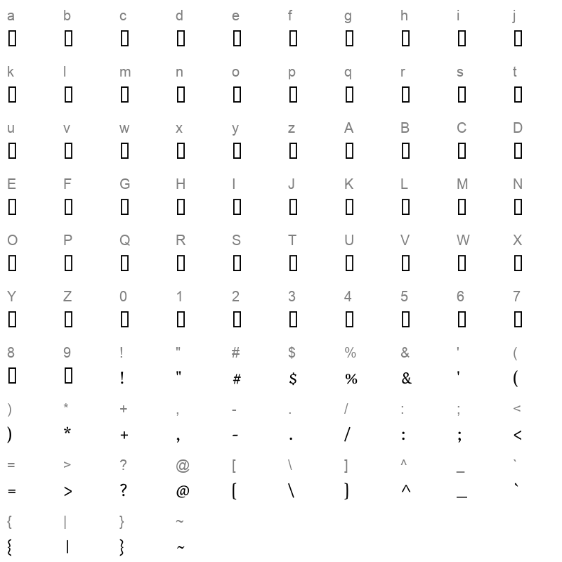 Shahd Font Regular Character Map