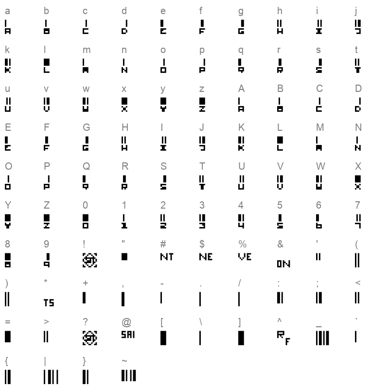 smallbars Character Map