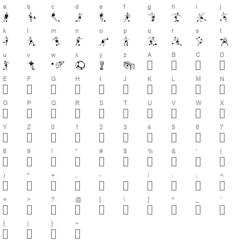 SOCCER Character Map