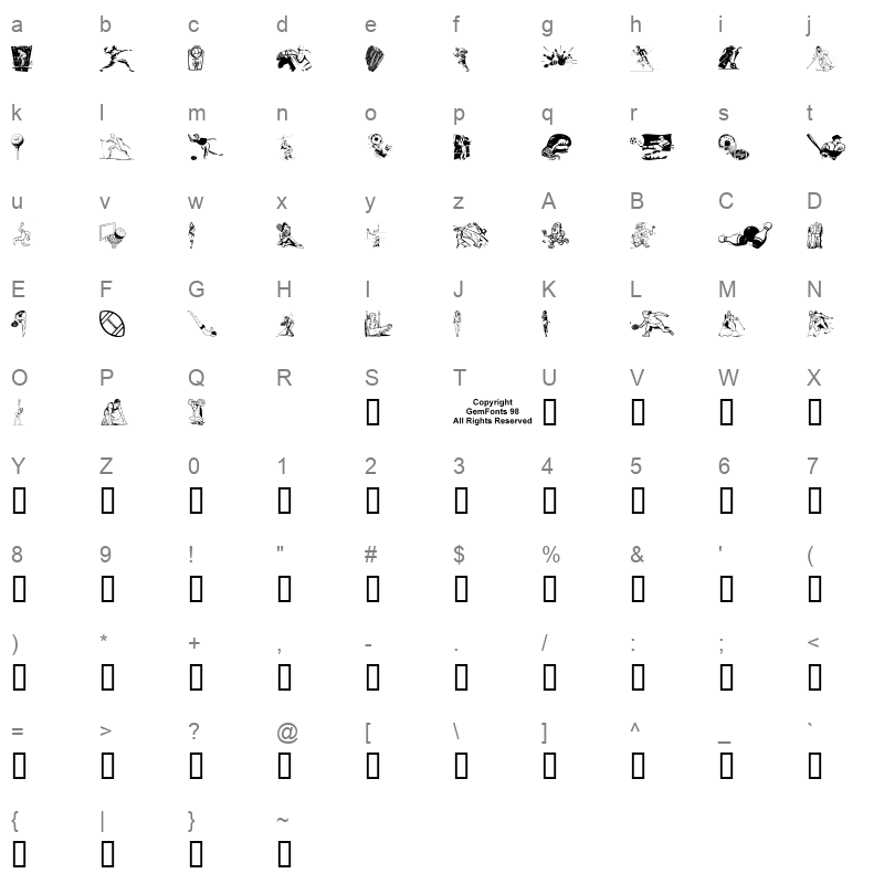 Sportzs Character Map