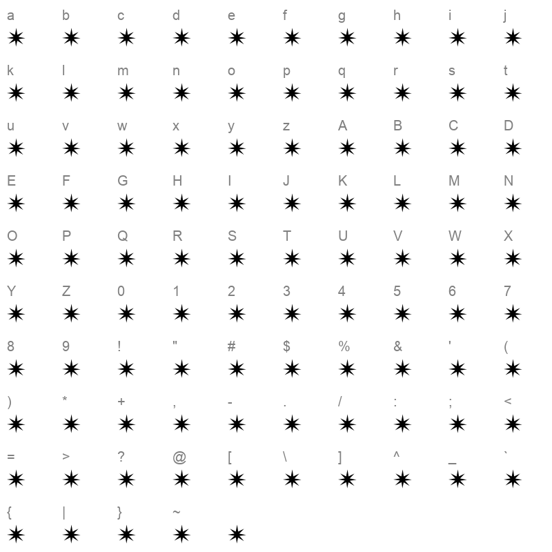 STARS1 Character Map