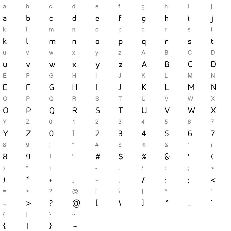 STC-Regular Character Map