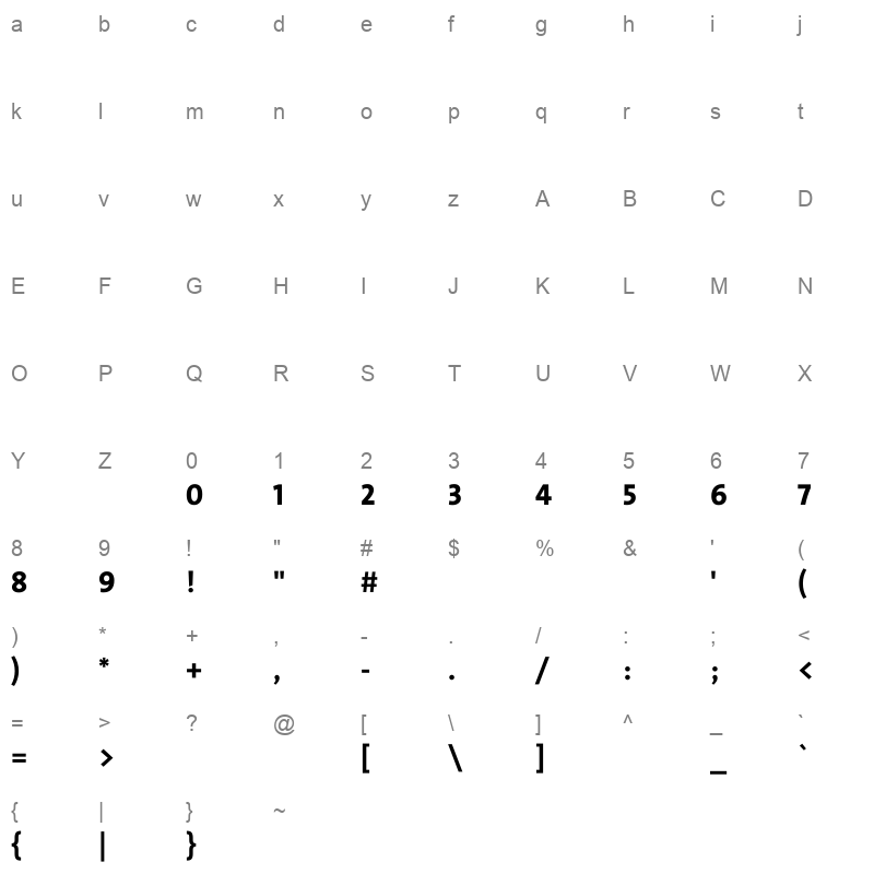 STV-Bold Character Map