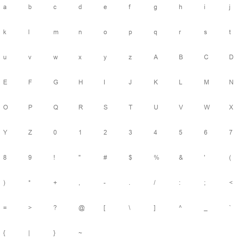 Sultan light2 Character Map