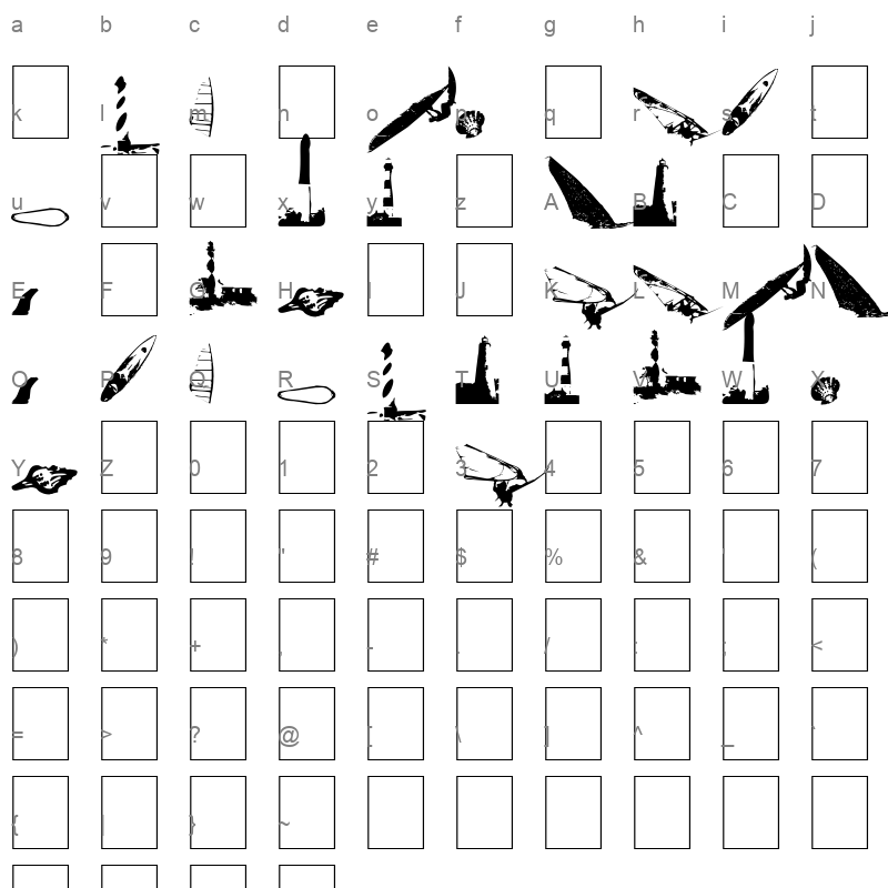surf Character Map
