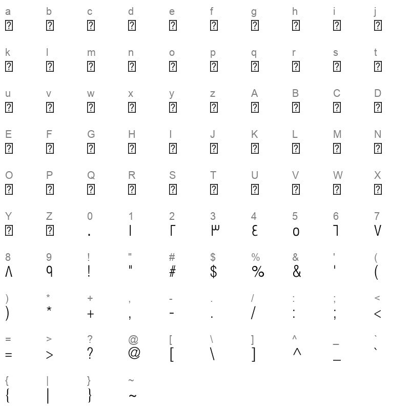 Swissra Condensed Light Character Map