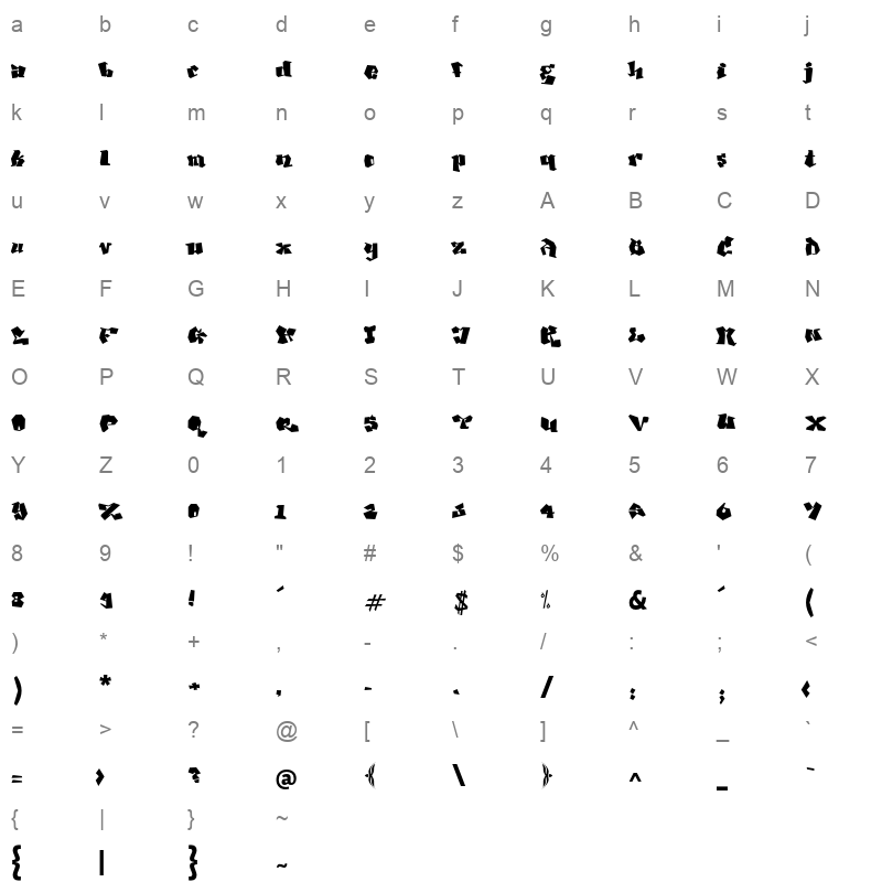 Tachkili Font OTF Character Map