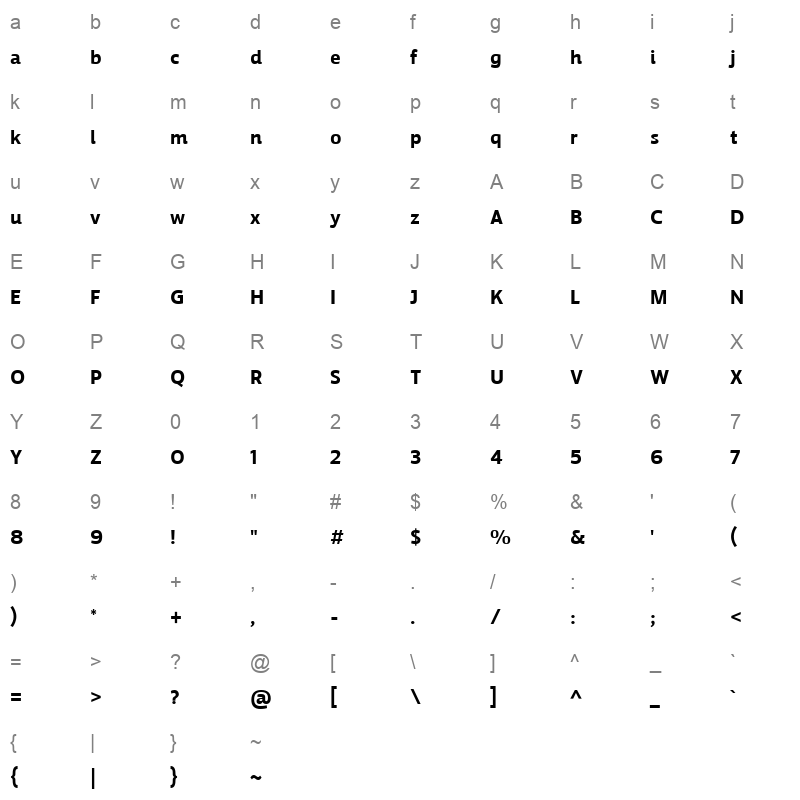 TanseekModernProArabic-Bold Character Map