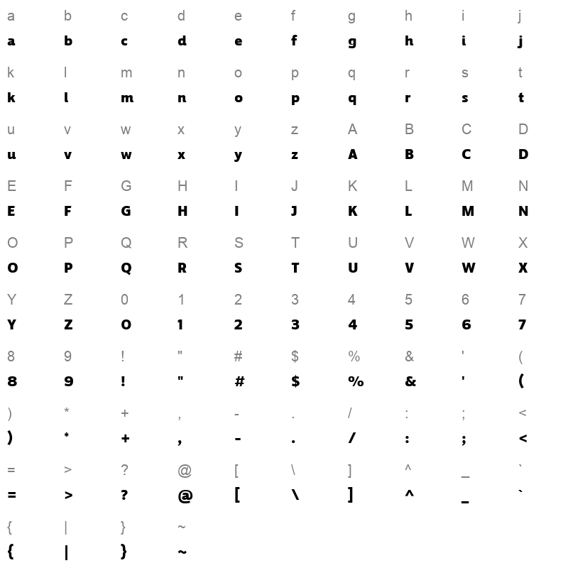TanseekModernProArabic-ExBold Character Map