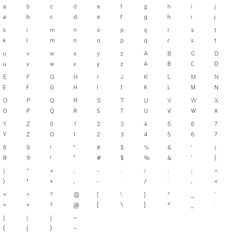 TanseekModernProArabic-Light Character Map