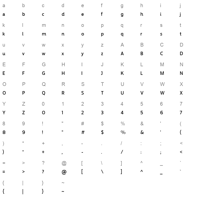 TanseekModernProArabic-Medium Character Map