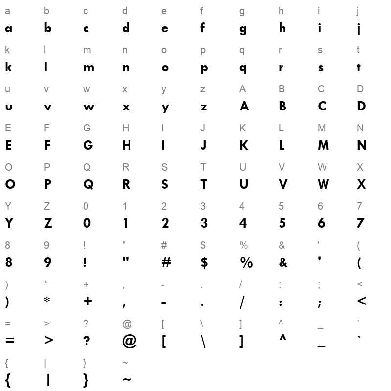 TCB_____ Character Map