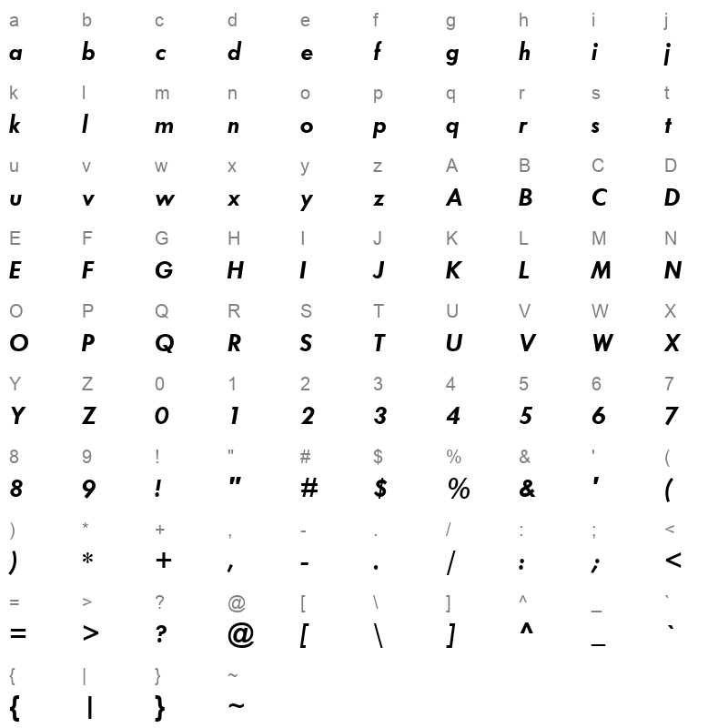 TCBI____ Character Map