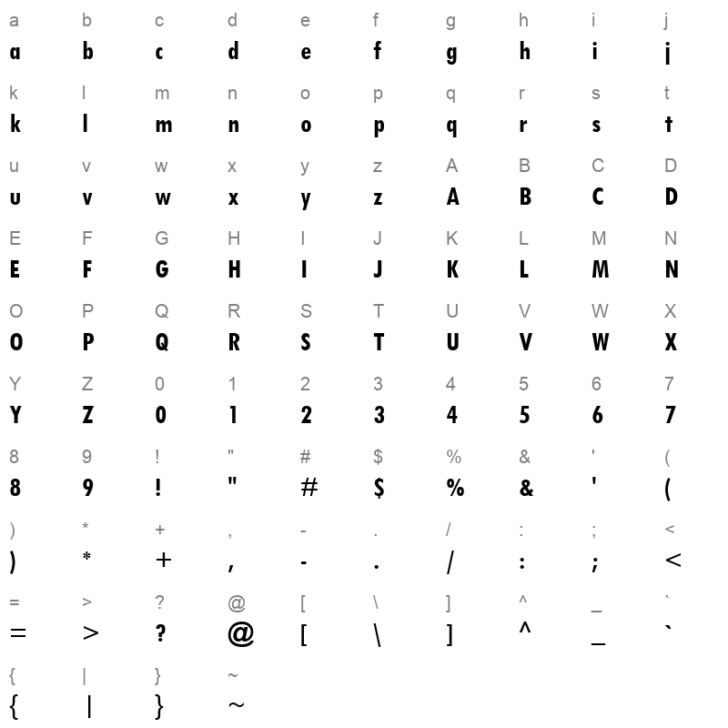 TCCB____ Character Map