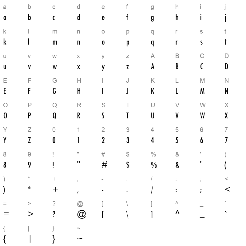 TCCM____ Character Map