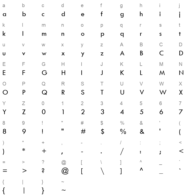 TCM_____ Character Map